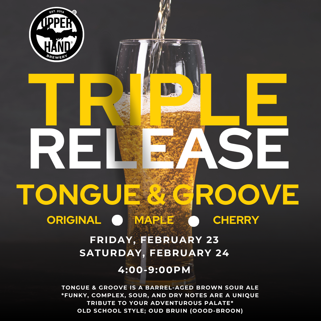 Tongue & Groove is a barrel-aged brown sour ale *Funky, Complex, Sour, and Dry Notes are a unique tribute to your adventurous palate* Old School Style; Oud Bruin (OOOD-BROON)
